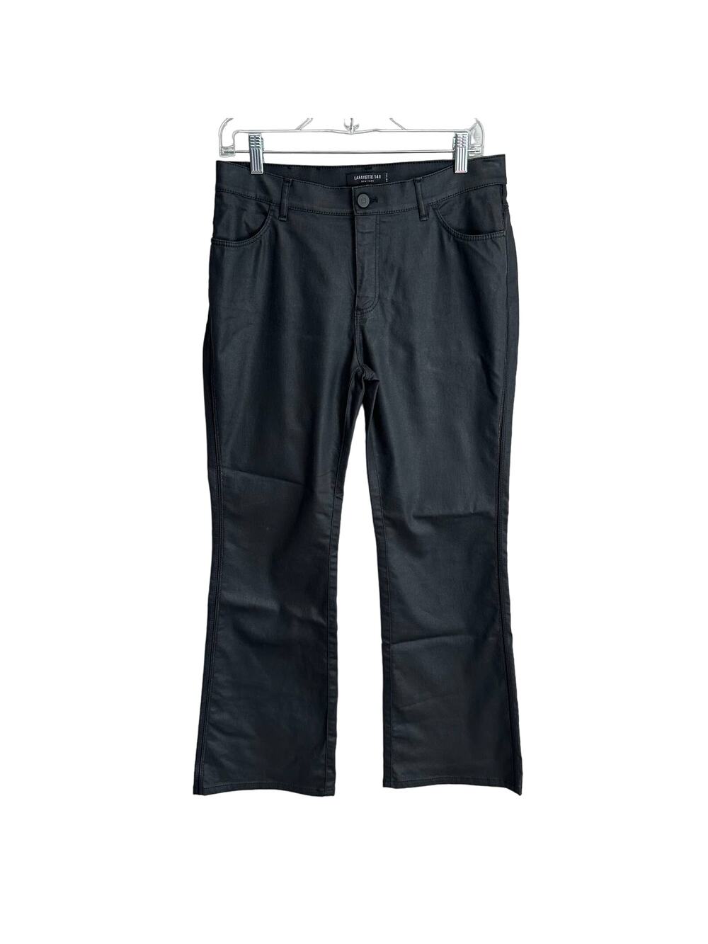 Lafayette 148 Coated Waxed Bootleg Pant Black 10 Petite
